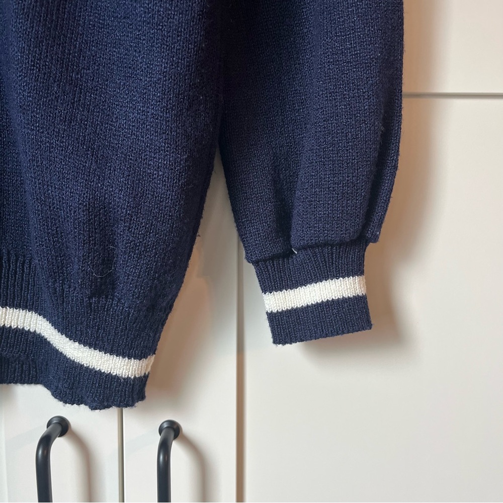 Vintage Navy Blue Sweater with Lace Collar - Picture 5 of 6